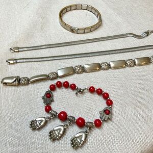 Bundle of 5 Silver Toned Vintage Bracelets